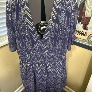 Free People Navy & Silver Patterned Mini Dress
